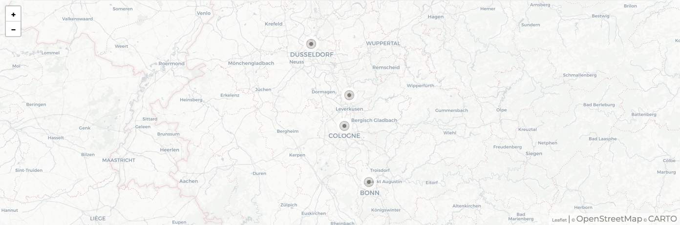 Karte des LaMaCare-Einsatzgebiets mit Köln und dem Umland